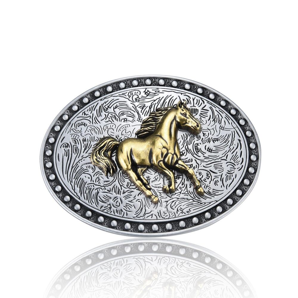 6974 Western Belt Buckle , Oval Horse Belt Buckle Texas American Belt